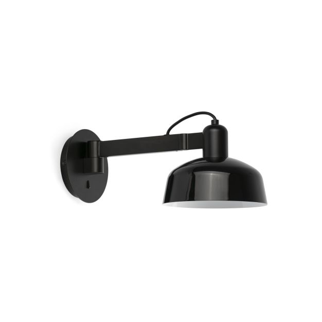 Faro Tatawin - wandlamp - Ø 18,4 x 38 x 15 cm - satijnzwart en glanszwart