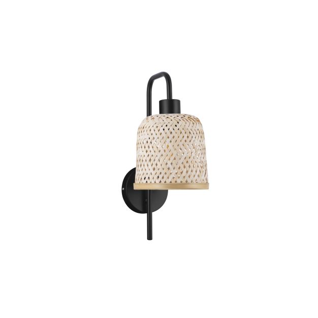 Nova Luce Intra - wandlamp - Ø 16 x 36 cm - natuurlijk bamboe en zwart