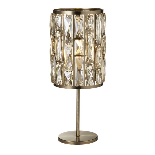 Searchlight Bijou - tafellamp - Ø 19,5, x 47 cm - antiek messing en champagne