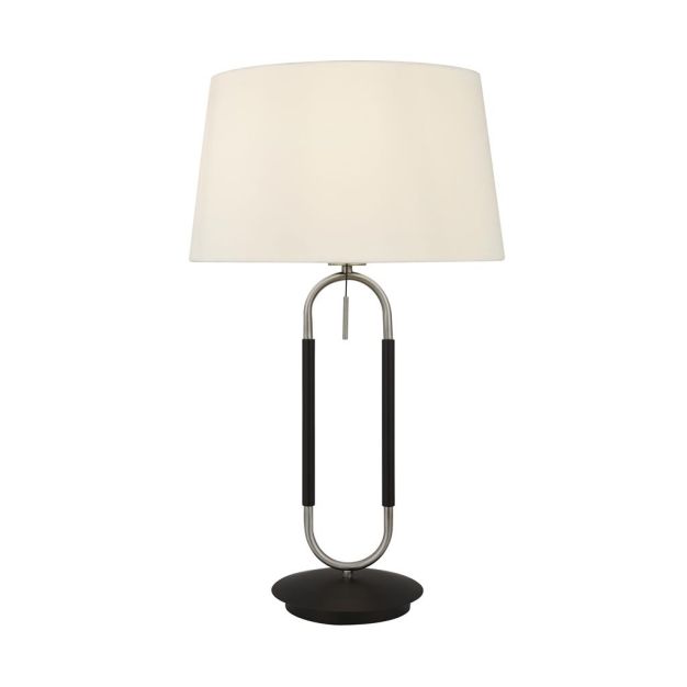 Searchlight Jazz - tafellamp - Ø 37 x 62 cm - mat zwart, wit en satijn zilver