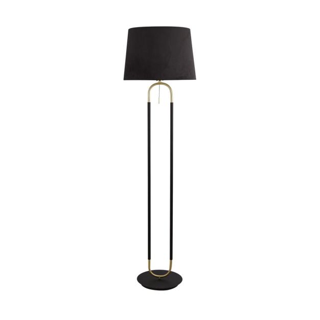 Searchlight Jazz - vloerlamp - Ø 45 x 161 cm - mat zwart en satijn messing