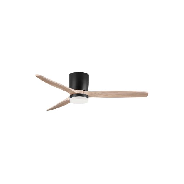 Nova Luce Aloa - plafondventilator met licht en afstandsbediening - Ø 132 x 27,5 cm - 18W LED incl. - zandzwart en natuurlijk hout