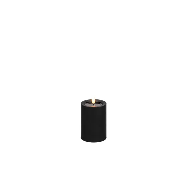 Konstsmide - LED blokkaars op batterijen met flakkervlam - Ø 7 x 10 cm - IP44 - zwart