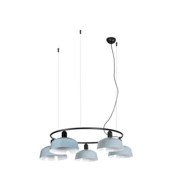 Faro Tatawin M - hanglamp - Ø 96,6 x 100 x 210 cm - satijnzwart en glanzend grijsblauw