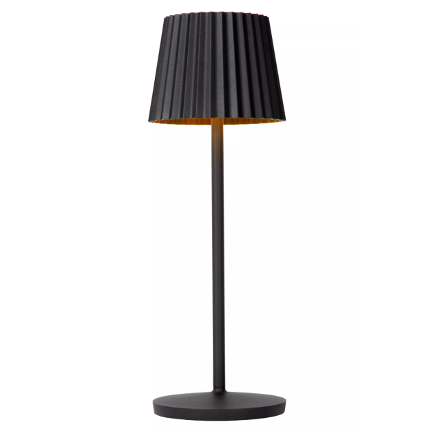 Lucide Justine - draadloze buiten tafellamp met laadstation - Ø 13,5 x 38 cm - 2W dimbare LED incl. - IP54 - zwart
