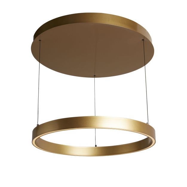 Searchlight Layla - hanglamp -Ø 64 x 190 cm - 29W dim-to-warm LED incl. - beweging gestuurd - satijn goud