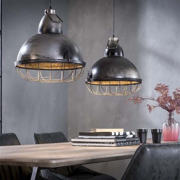 Vico Industry Grid - hanglamp - 100 x 38 x 150 cm - oud zilver