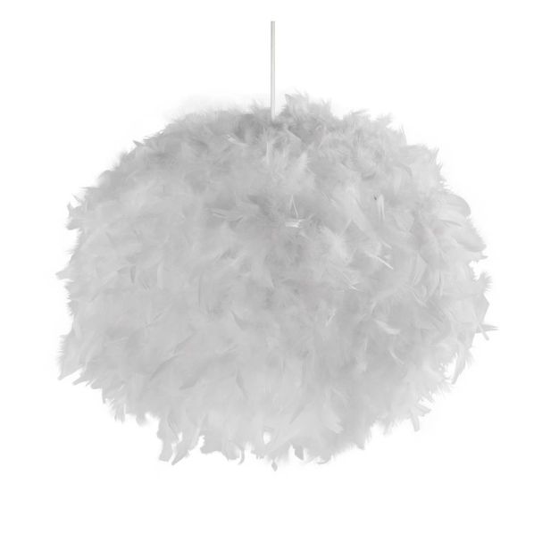 Searchlight Feather - lampenkap - Ø 50 x 33 - wit