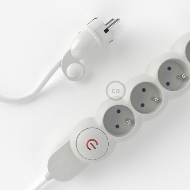 Creative Cables - stekkerdoos met 1 meter snoer - 4 aansluitpunten - BE/FR versie met aardingspin - wit