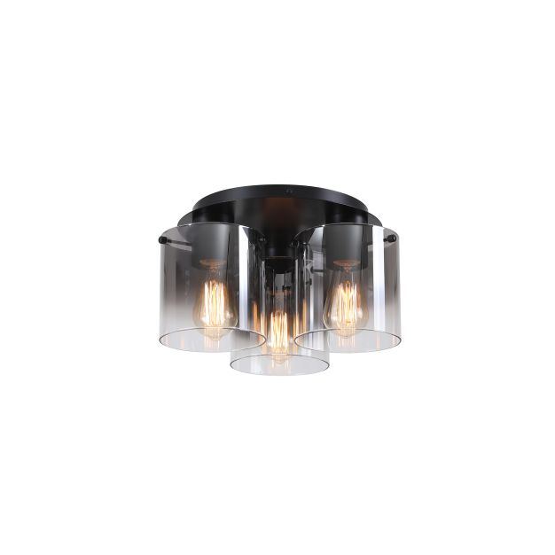 Searchlight Sweden - plafondverlichting - Ø 39 x 21 cm - mat zwart en gerookt ombre