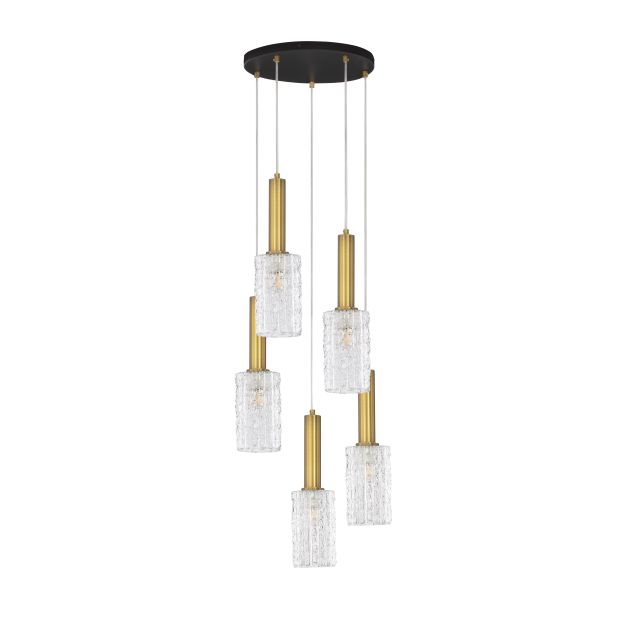 Nova Luce Certa - hanglamp - Ø 35 x 150 cm - helder glas, messing goud en zwart