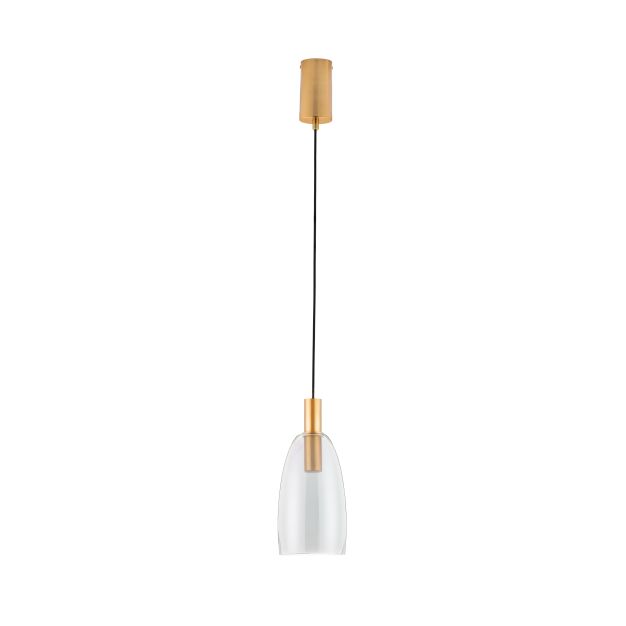 Nova Luce Imatia - hanglamp - Ø 14,5 x 215 cm - 7W LED incl. - messing goud en rokerig glas