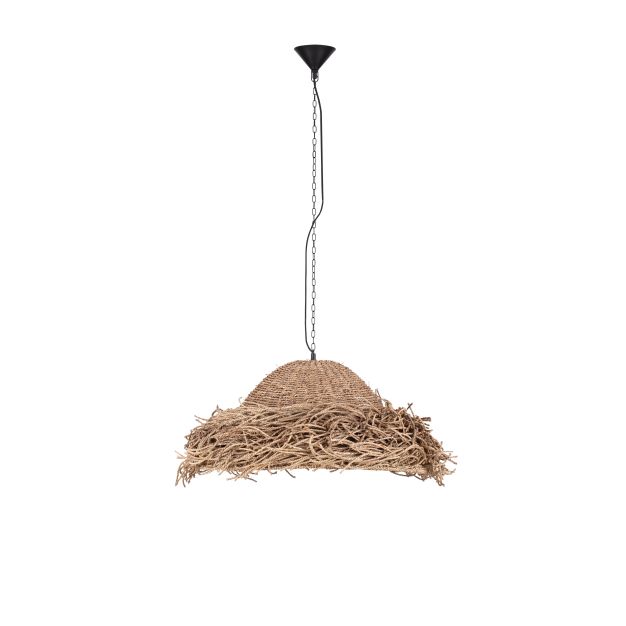 Nova Luce Natu - hanglamp - Ø 86 x 200 cm - natuurlijk zeegras en zwart