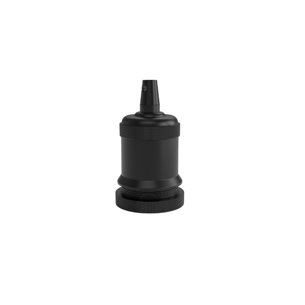 Calex - E27-fitting met cilindervormige kabelhouder - Ø 5 x 7,1 cm - mat zwart