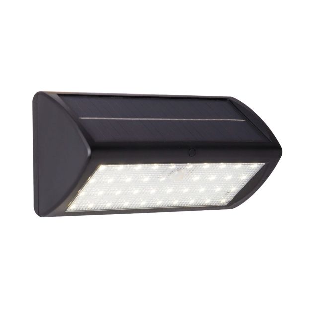 Searchlight Mola -  buiten wandverlichting met sensor op zonne-energie - 21 x 10,5 x 9 cm - 5W LED incl. - IP44 - antraciet