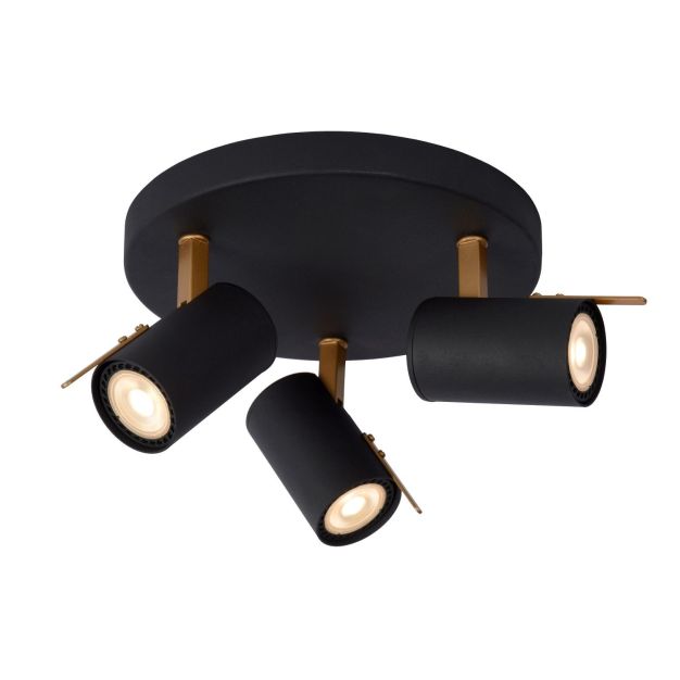 Lucide Grony - opbouwspot - Ø 23 x 15 cm - 3 x 5W dimbare LED incl. - zwart