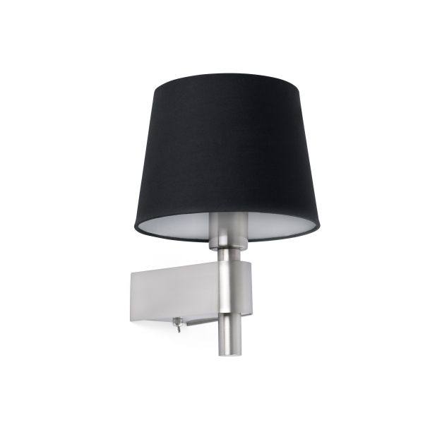 Faro Room - wandverlichting met schakelaar - 20 x 22,5 x 29 cm - zwart en satijn nikkel