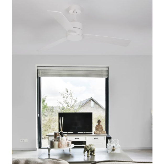 Nova Luce Axel - plafondventilator met afstandsbediening en licht optie - Ø 137,1 x 38,2 cm - 18W LED incl. - wit