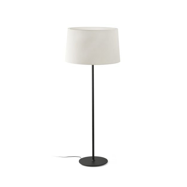 Faro Windsor - vloerlamp - Ø 64 x 160 x 37,5 cm - mat zwart en linnen