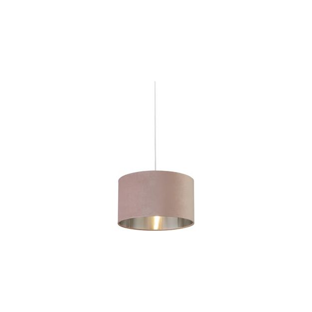 Searchlight Drum Shade - lampenkap - Ø 38 x 22 cm - roze en geborsteld zilver