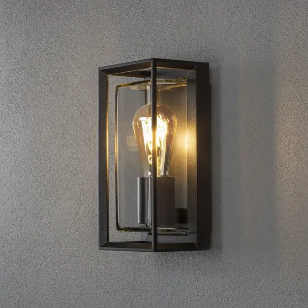 Konstsmide Brindisi - buiten wandlamp met sensor - 13 x 12 x 26 cm - IP54 - zwart