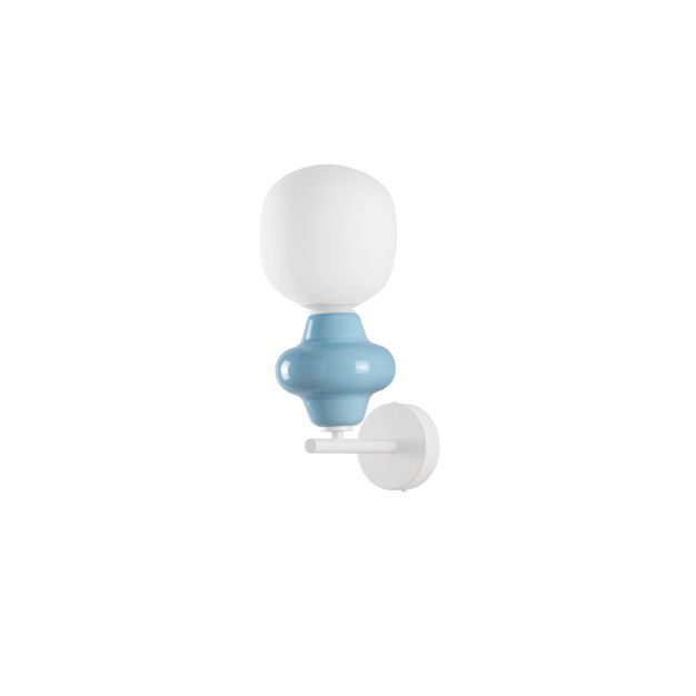Nova Luce Clio - wandlamp - Ø 15 x 37 cm - blauw en opaalglas