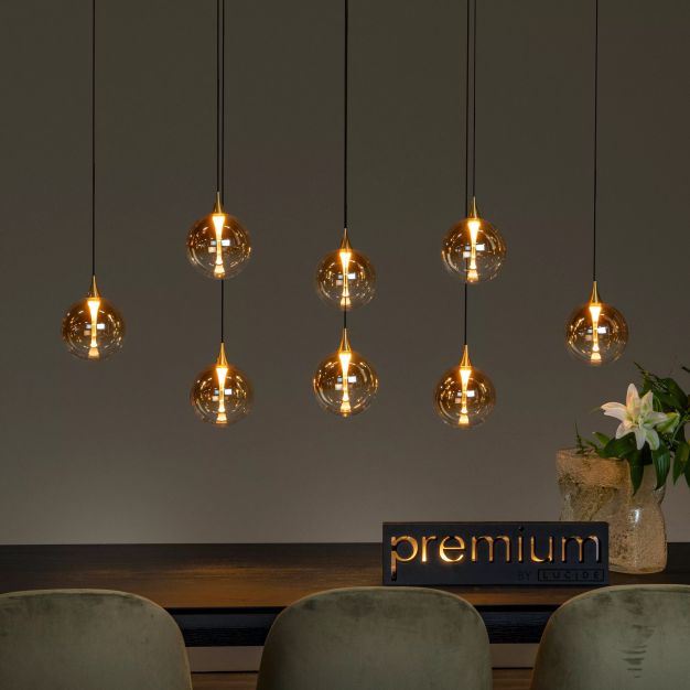 Lucide Gisela - hanglamp - 140 x 40 x 150 cm - 8 x 3,9W  dimbare LED incl. - amber
