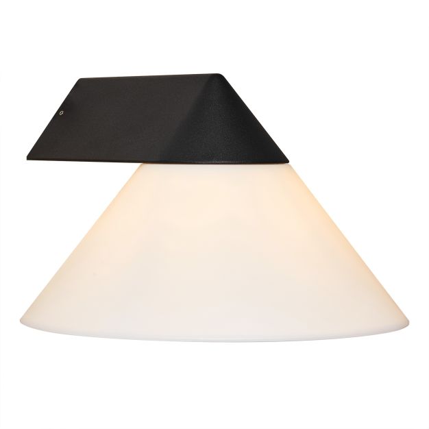 Nordlux Linas - buiten wandverlichting - 28,8 x 25,7 x 16,3 cm - IP54 - zwart en opaal