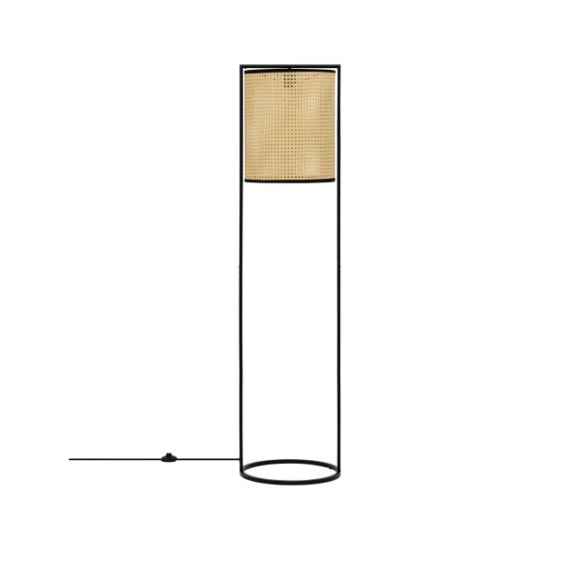 Nova Luce Erto - staanlamp - Ø 38 x 150 cm - zandzwart en rotan