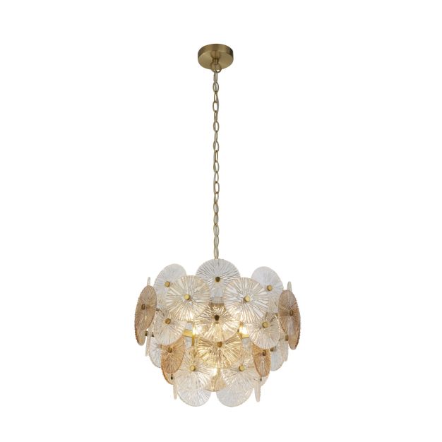 Searchlight Wagon - hanglamp - Ø 45 x 120 cm - brons, transparant en amber