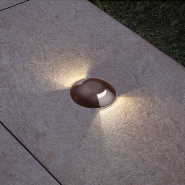 Century Italia Argo - grondspot met 2 vensters - Ø5,8 x 6,5 cm - 0,75W LED incl. - 4000K - IP67 - bruin