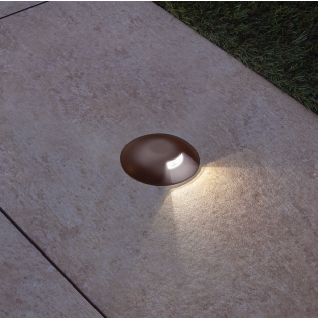 Century Italia Argo - grondspot met 1 venster - Ø5,8 x 6,5 cm - 0,75W LED incl. - 4000K - IP67 - bruin