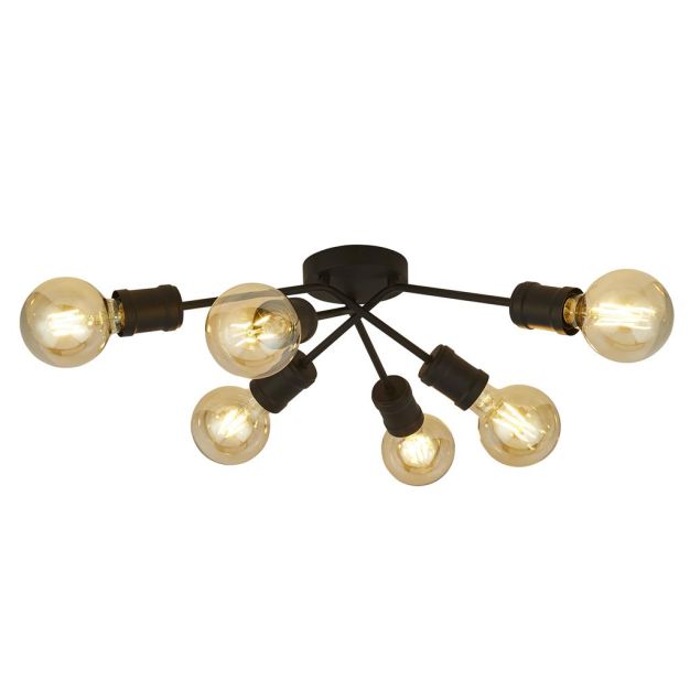 Searchlight Dance - plafondverlichting 6L - Ø 52 x 15 cm - zand zwart