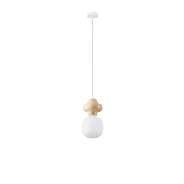 Nova Luce Clio - hanglamp - Ø 18 x 198 cm - geel en opaalglas