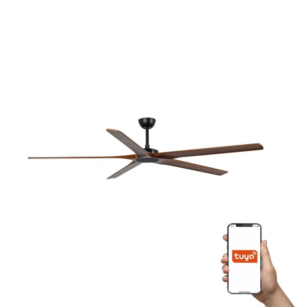 Faro Bigwood 20 XL SMART - plafondventilator - Ø 200 cm - mat zwart en donker walnoot