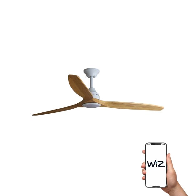 Faro Alo Wiz - smart plafondventilator met verlichting en afstandsbediening - Ø 152 cm - wit en lichtbruin
