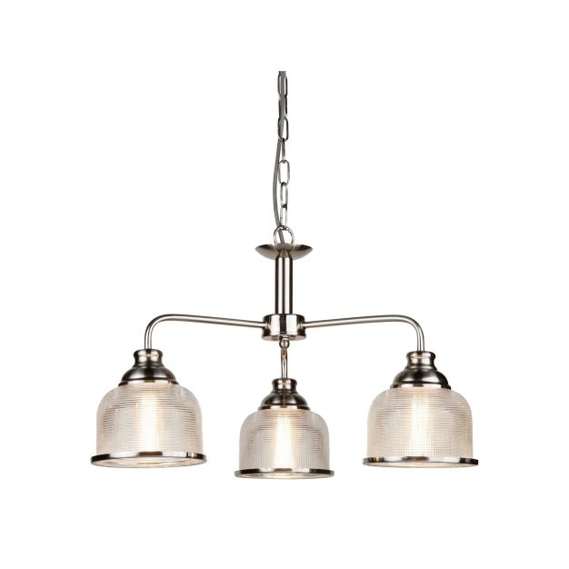 Searchlight Bistro II - hanglamp - Ø 56 x 88 cm - satijn zilver