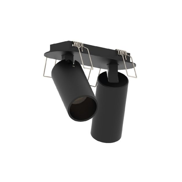 VK Lighting Coko - opbouwspot met inbouwrozet - 12,5 x 3,5 x 7,3 cm - Ø 60 mm opbouwmaat, 100 x 35 mm inbouwmaat - 2 x 6W LED incl. - zwart