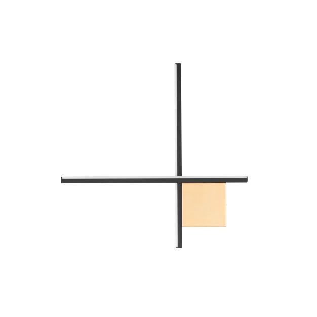 Nova Luce Cross - wandlamp - 50 x 50 x 4 cm - 15W dimbare LED incl. - geborsteld goud en zandzwart