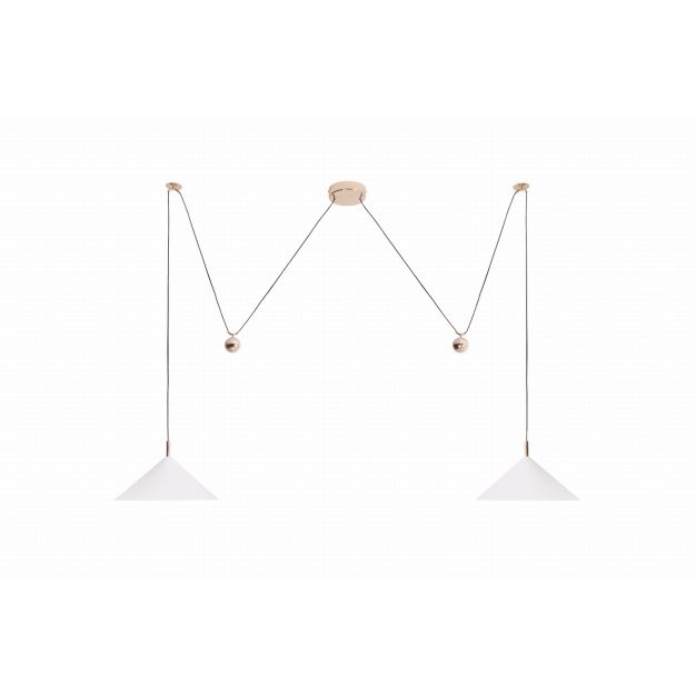 Maxlight Vulcano - hanglamp - 110 x 30,5 x 140 cm - 2 x 5W LED incl. - wit en goud