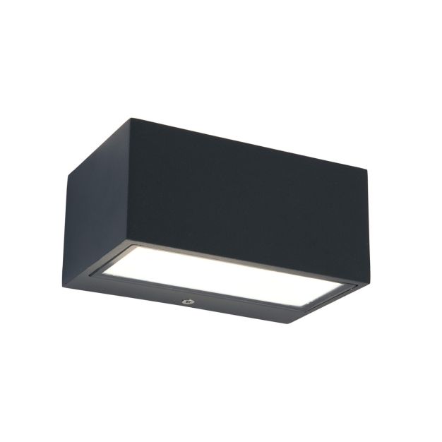 Lutec Gemini - buiten wandlamp - 14 x 9 x 6 cm - 10,5W LED incl. - IP54 - donkergrijs - warm wit