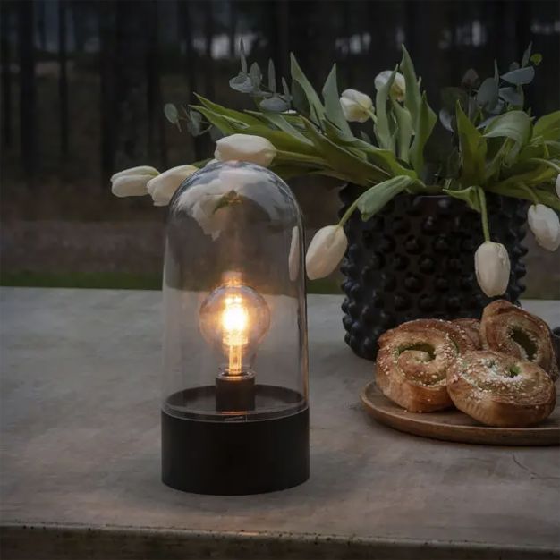 Konstsmide kerstverlichting - lantaarn op batterijen - 13 x 13 x 27 cm - IP44 - transparant