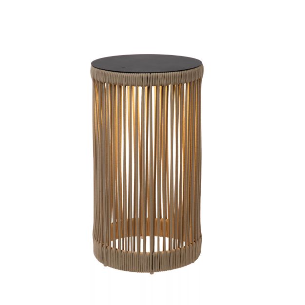 Lucide Pingi - oplaadbare vloerlamp - Ø 33,5 x 61,5 cm - 3 stappen dimbaar - IP44 - taupe