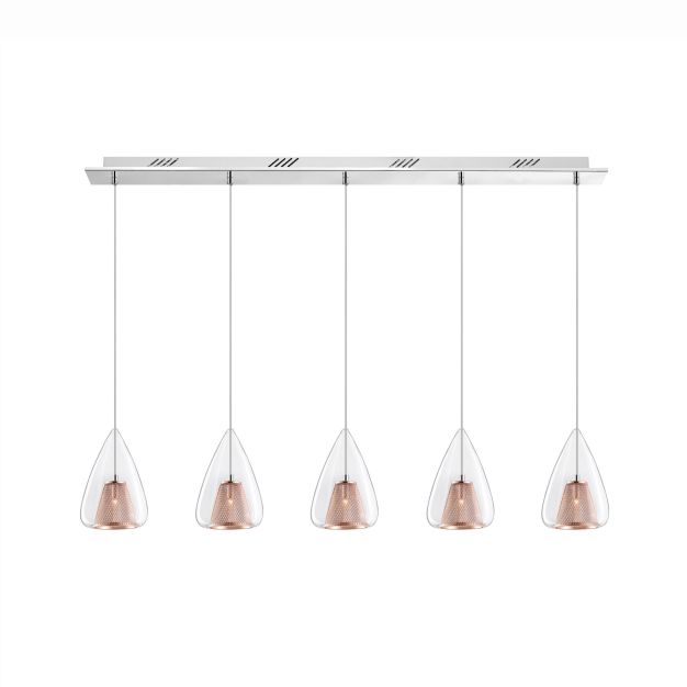 Nova Luce Hugo - hanglamp - 112 x 120 cm - rose goud en chroom