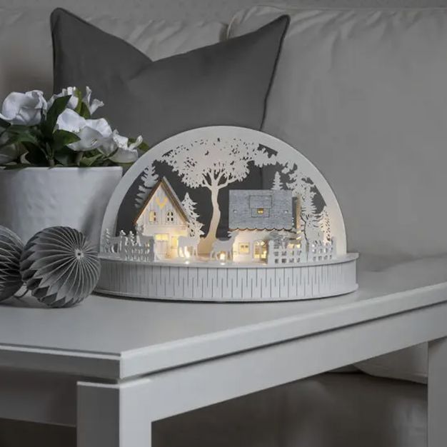 Konstsmide kerstverlichting - houten kersthuis - 30 x 15 x 18 cm - wit