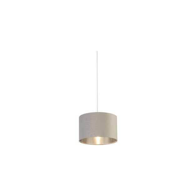 Searchlight Drum Shade - lampenkap - Ø 28 x 18 cm - lichtgrijs en geborsteld zilver