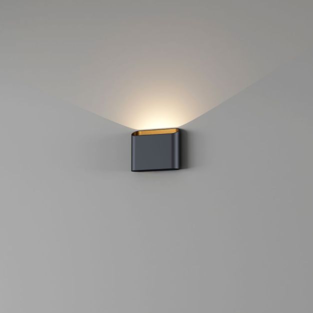Artdelight Diaz 1L - wandverlichting - 14,5 x 12 x 3,8 cm - 6W LED incl. - IP54 - zwart met goud