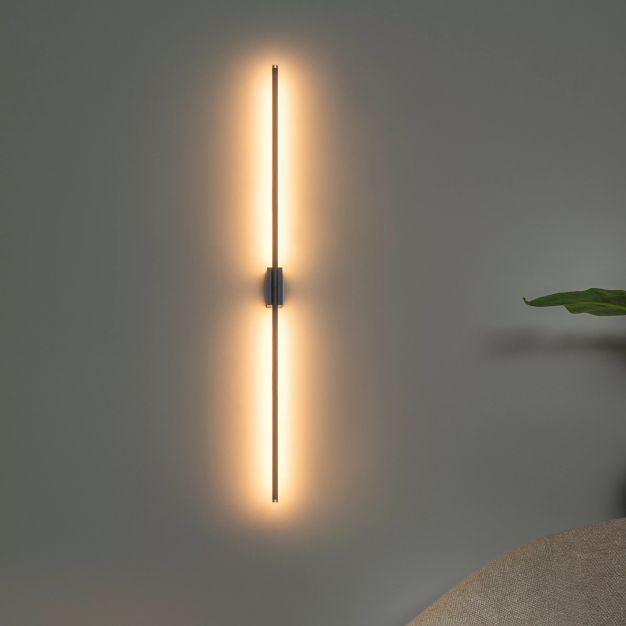 Lucide Marnik - wandlamp - 97,5 x 10 x 5 cm - 18W dimbare LED incl. - zwart en goud