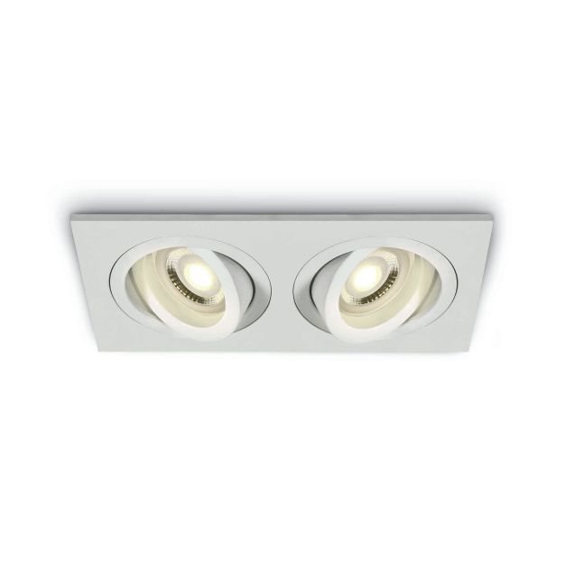 ONE Light Dual Ring GU10 Range - inbouwspot - 176 x 94 mm, 162 x 82 mm inbouwmaat - wit