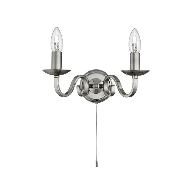 Searchlight Richmond - wandverlichting met trekschakelaar - 30 x 16 cm - satijn zilver